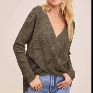 ASTR Wrap front sweater Olive Size Small